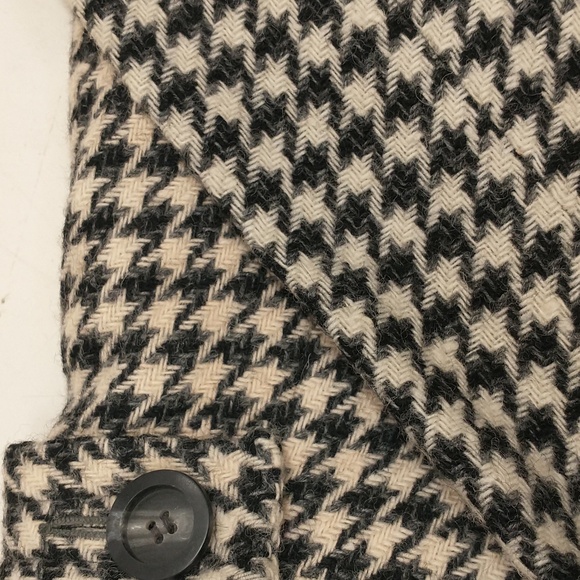 Vintage 60s Wool Dress Houndstooth Check Black & White Classy Midi SeeMeasure - Picture 14 of 16